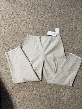 Sigrid Olsen Light Beige Chinos with Blue Cuff Detail